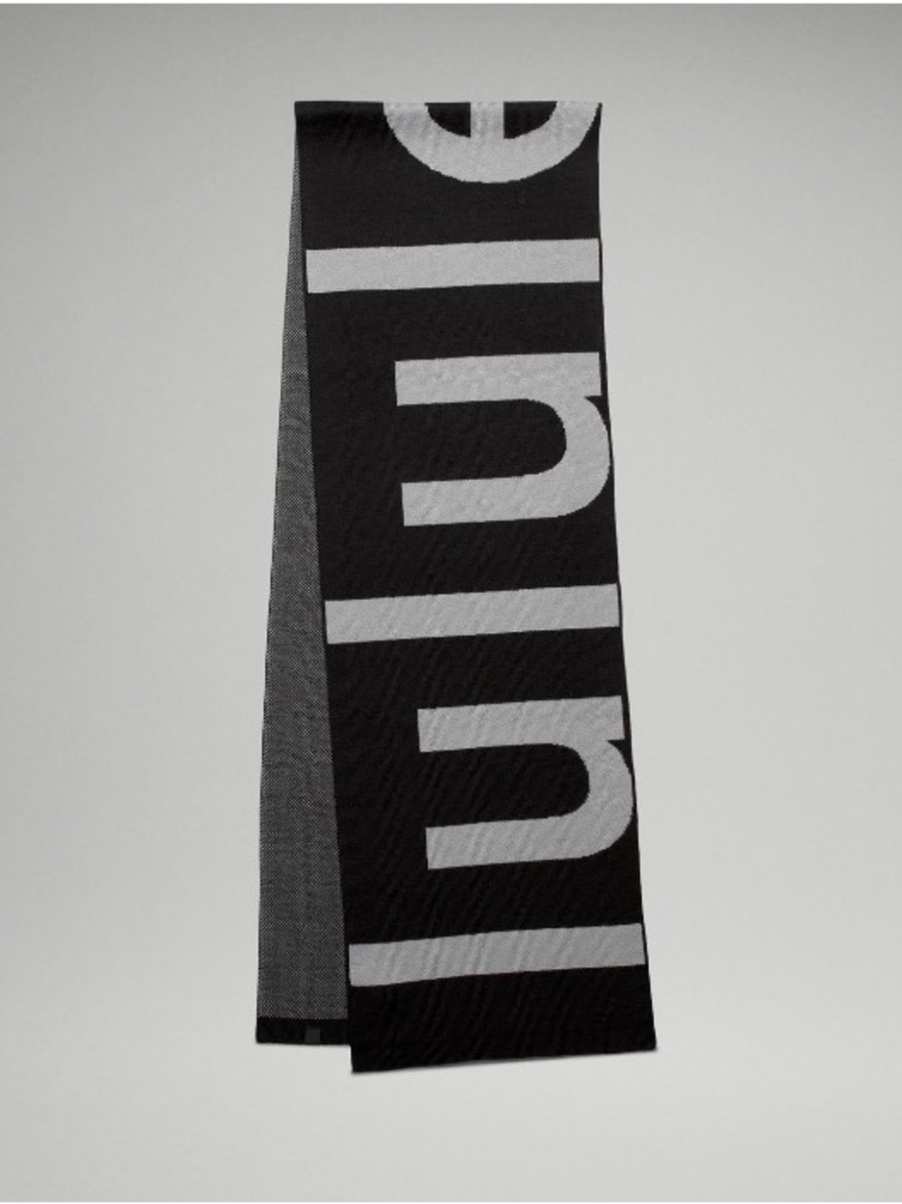Lululemon Black and Gray Logo Knit Scarf